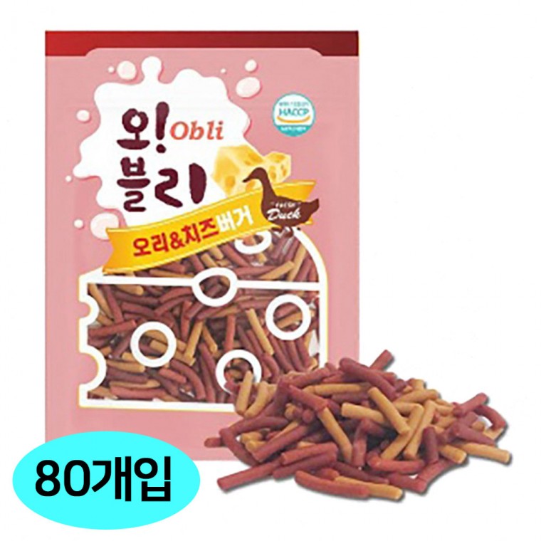 오블리 오리 치즈버거 (100g x 80개입) (1박스) (강아지 간식)