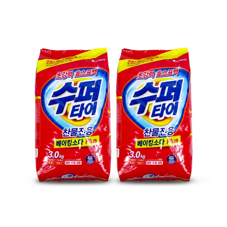 수퍼타이 베이킹소다 플러스 3kg-2개 세탁세제 가루세제 빨래