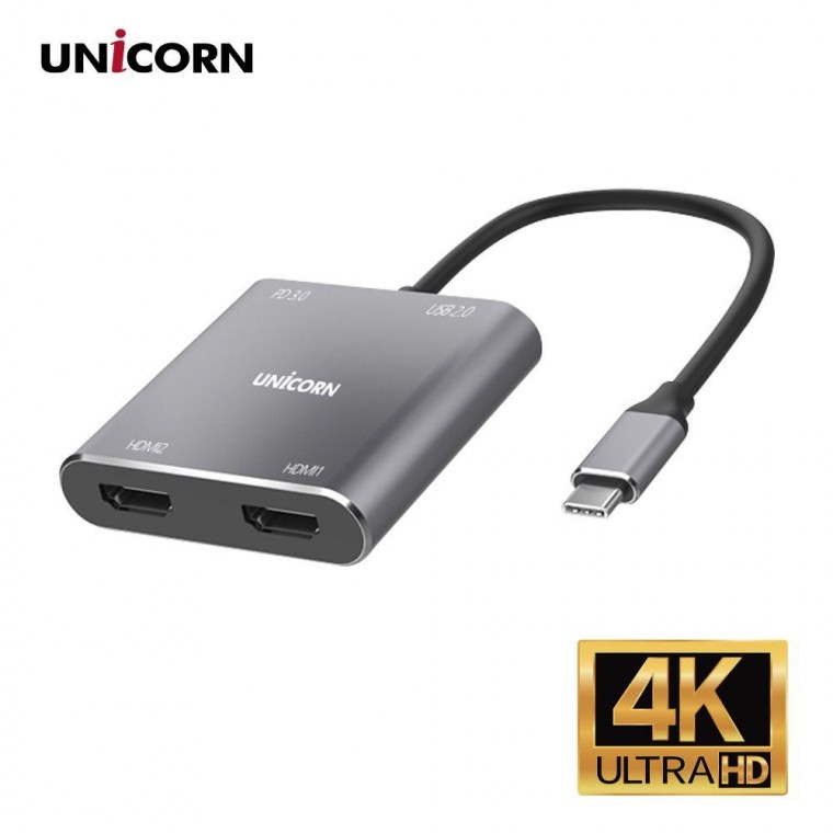 유니콘 USB-C HDMI 듀얼 디스플레이 어댑터 4K