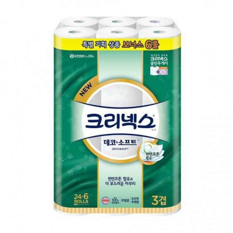 화장지 크리넥스 휴지 데코 소프트 3겹 30롤 3겹휴지