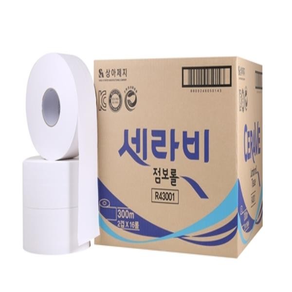 상아제지 세라비 점보롤 화장지 2겹 300M 16롤 BOX