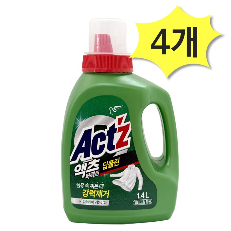 액츠 퍼펙트 딥클린 에이 1.4L x 4개 세탁세제 액상세제 강력제거