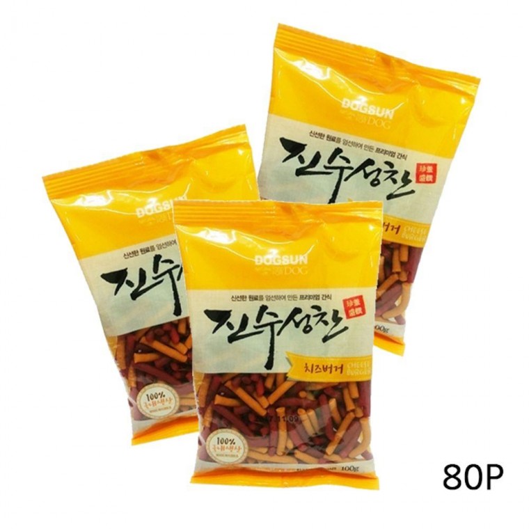 노즈워크 100g 진수성찬 간식 치즈 버거 80P 강아지