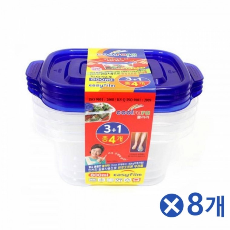 직사각 플라스틱용기(800ml) 4pX8개 보관용기 반찬통