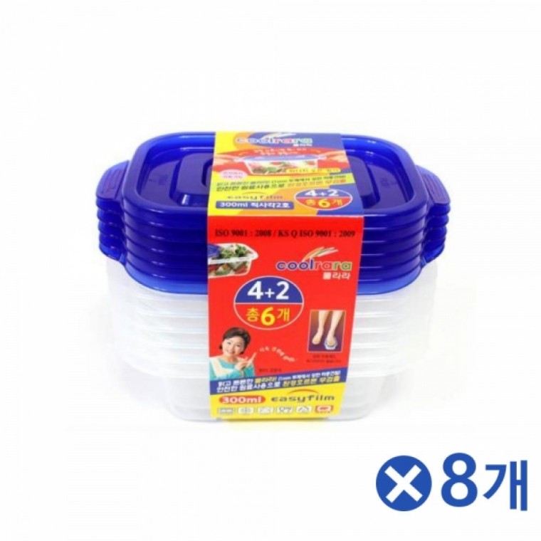 직사각 플라스틱용기(300ml) 6pX8개 보관용기 반찬통