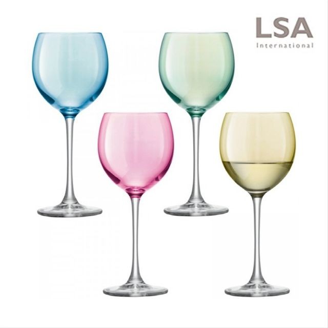 와인잔 LSA 폴카 4P세트 400ml 컬러박스 와인글라스잔