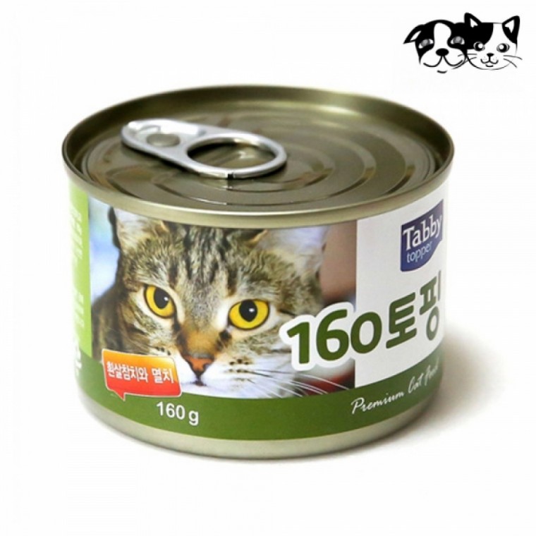 테비 160토핑 흰살참치와 멸치 (160g x 24개입) (1박스) (고양이 간식)