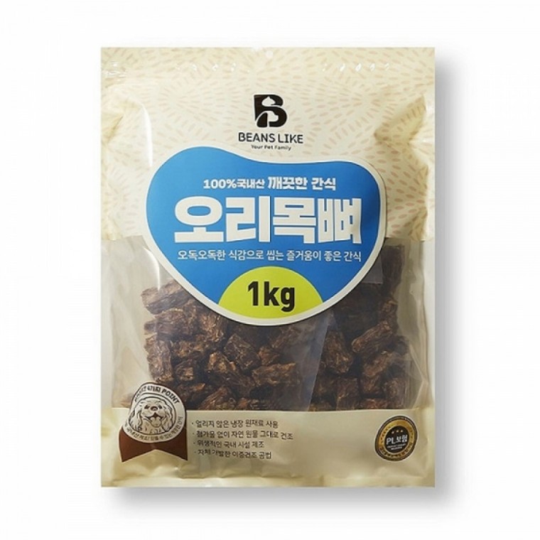 빈즈라이크 강아지 간식 오리목뼈 1kg