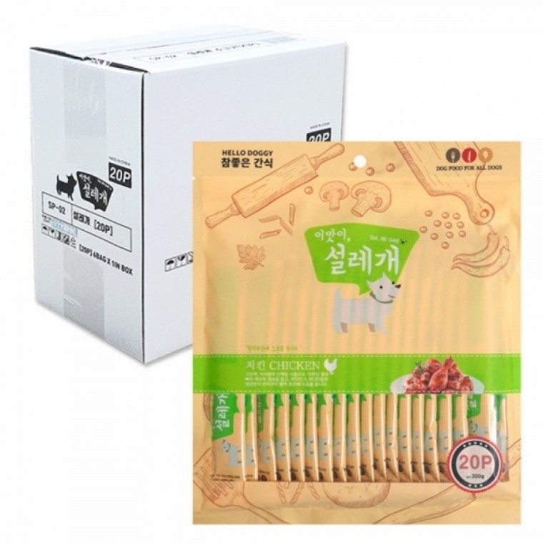 헬로도기 강아지간식 참좋은 간식 이맛이 설레개 (치킨) (20p x 6개입) (1박스)