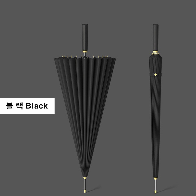 24K 튼튼한 프리미엄 원터치 대형 자동 210T 장우산 블랙