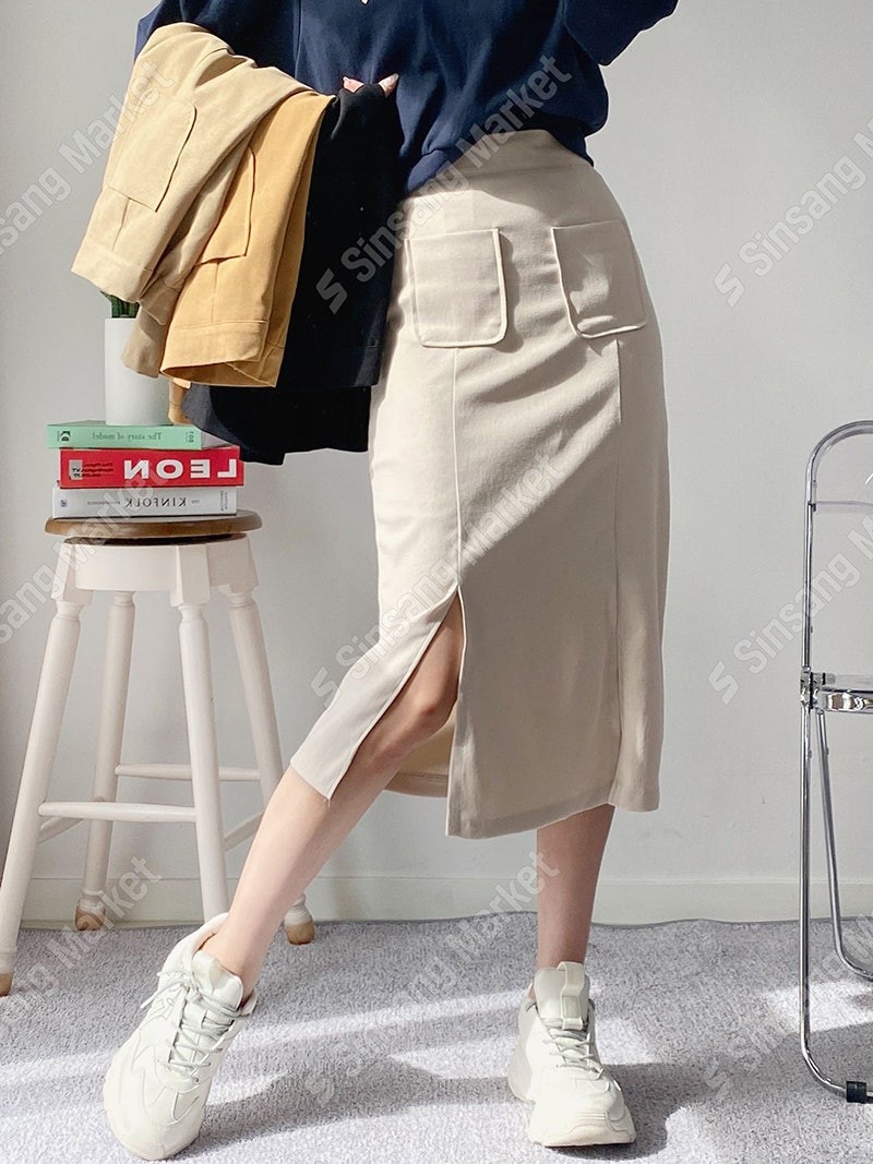 [다퍼몰] 주머니 트임 롱 스커트/6장