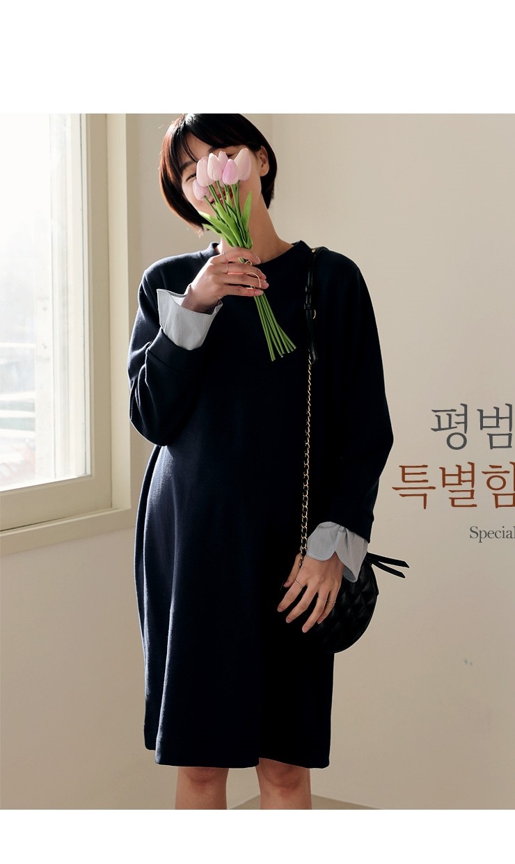 배색 면원피스 국산