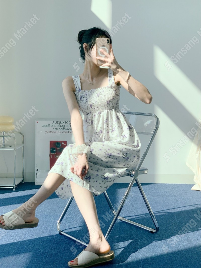 [다퍼몰] 스모크 밴딩 플라워 원피스 2컬러/17장