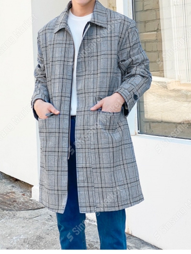 [다퍼몰] 남여공용 체크 박스 집업 코트 2컬러/10장